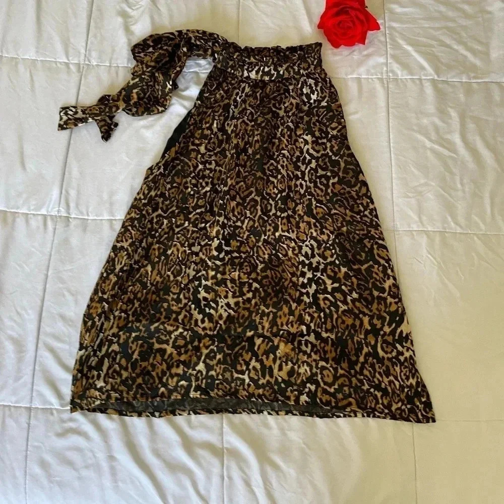 Ronny Kobo leopard tie neck top